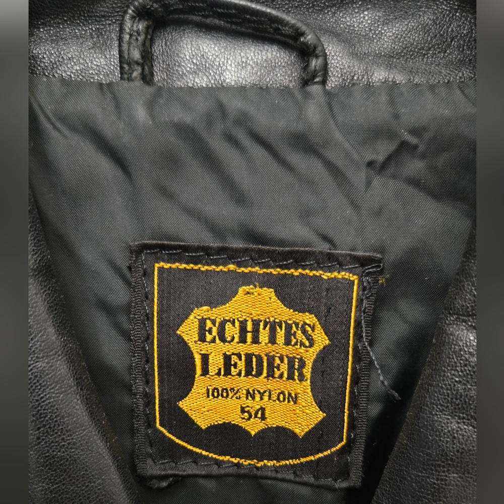Vintage ECHTES LEDER Black Leather Moto Riding Jacket Mens 54 (US 44/LG) - Picture 4 of 8